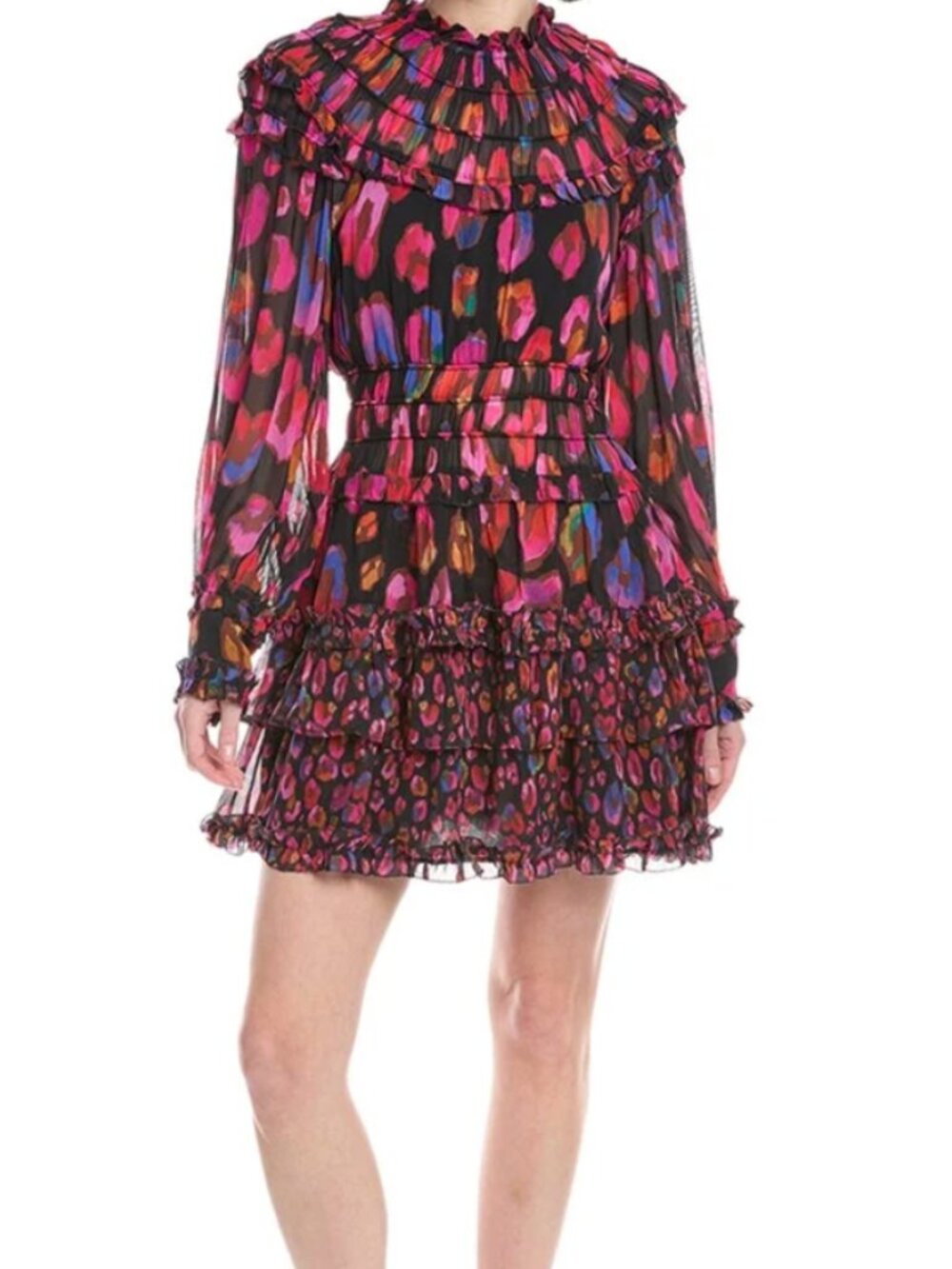 FARM RIO - Leopards Mini Ruffle Dress - Multi - XL